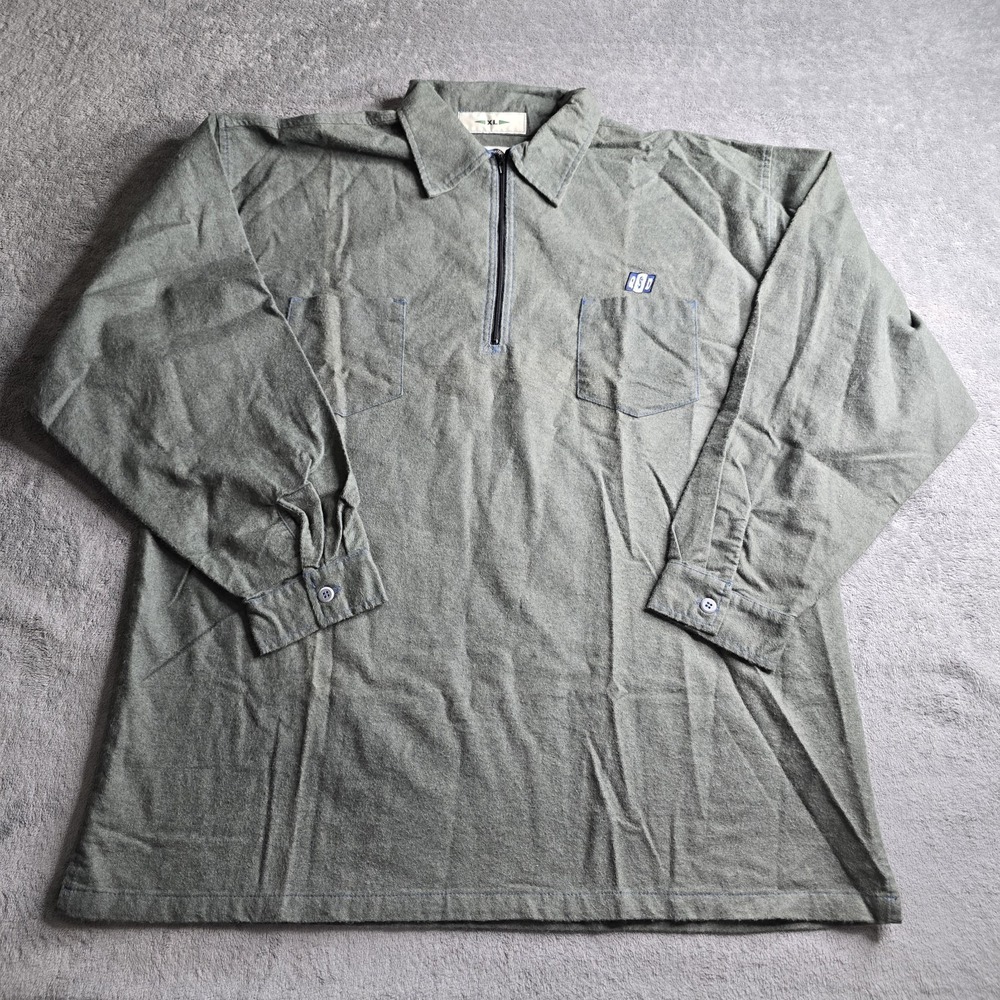 VTG Quiksilver Salt-Water Denim 1/4 Zip Mens XL Green Heavyweight Workwear USA